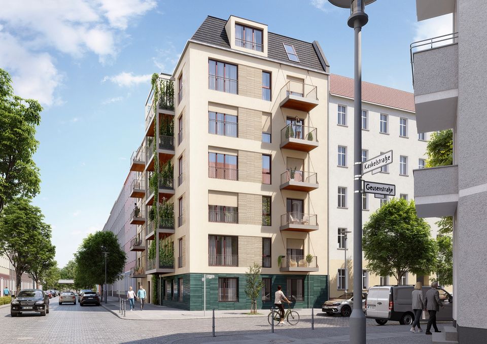 Holzhybridneubau + Geothermie + KfW-förderfähig: offen gestaltete 2-Zimmer-Wohnung im Kaskelkiez in Berlin