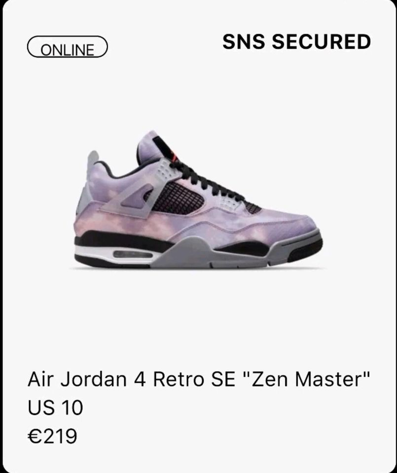 Jordan 4 Retro ''Zen Master'' Amethyst Wave EU 44 | US 10 in Ginsheim-Gustavsburg