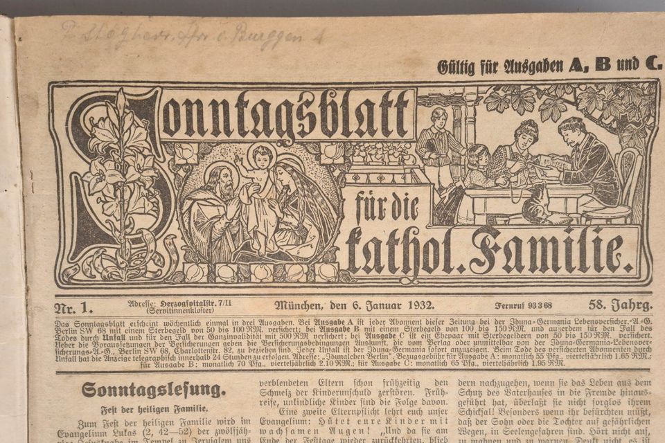 Gebundenes Jahrbuch Sonntagsblatt für die kath. Familie 1932 in Weil a. Lech