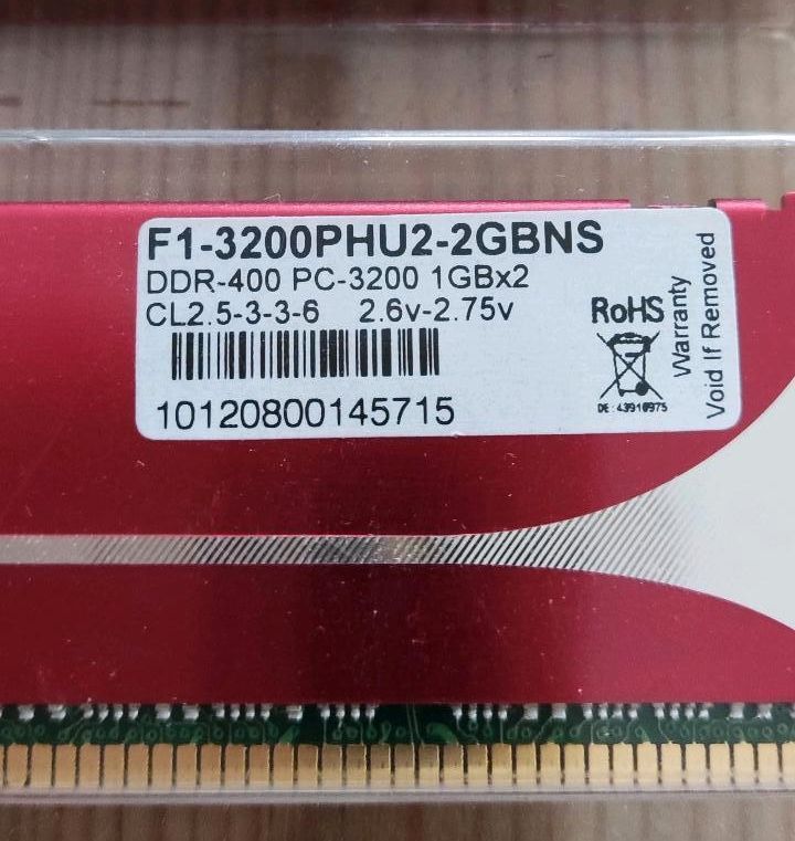 2x2GB G.SKILL DDR1 RAM 400MHz PC3200 CL-2.5 F1-3200PHU2-2GBNS in Nuthe-Urstromtal