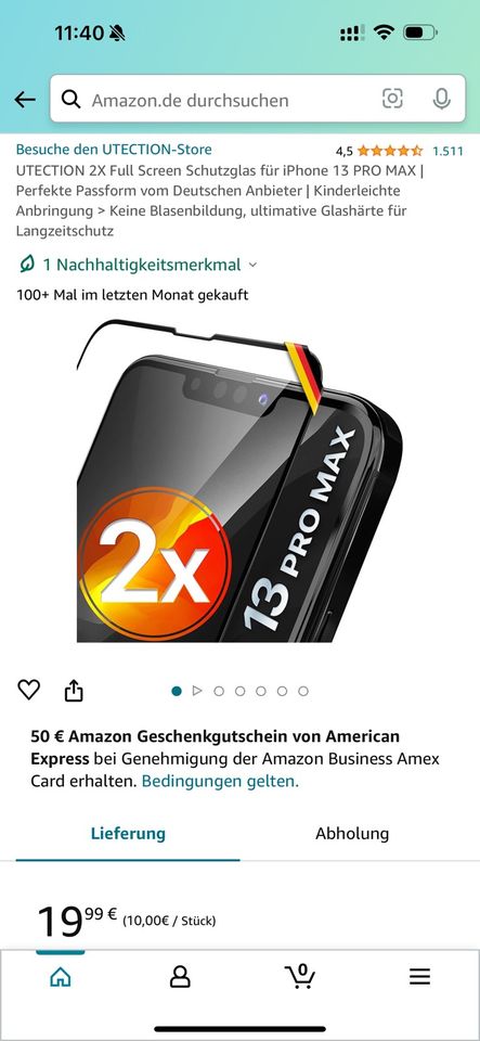 Utection Panzerglas Schutzglas Glas iPhone 13 Pro Max in Mannheim