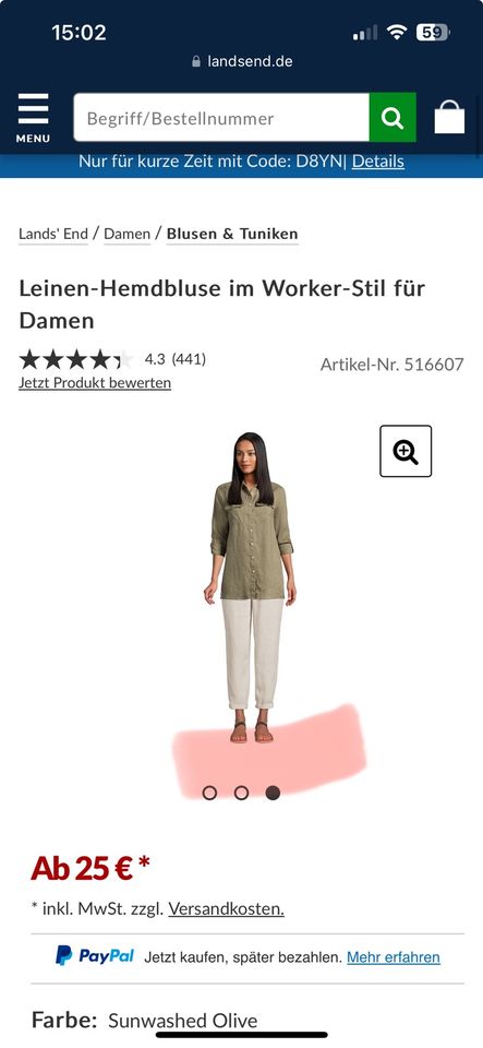 Leinen-Hemdbluse im Worker-Stil für Damen - 4x (einzeln je 12€) in Bad Nauheim