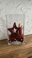 Weihnachtsdeko Glas Windlicht mit Stern und Holz Kerze rot Dithmarschen - Brunsbuettel Vorschau