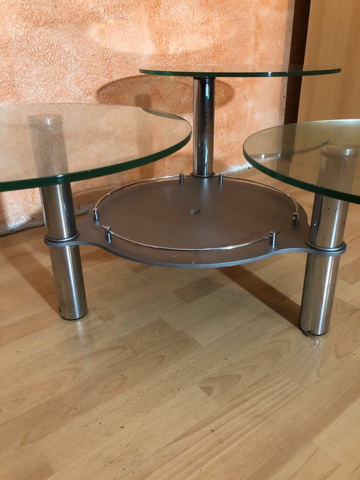 Ilse Couchtisch Beistelltisch Tisch mit 3 Ebenen Glas / Metallzz in Norderstedt