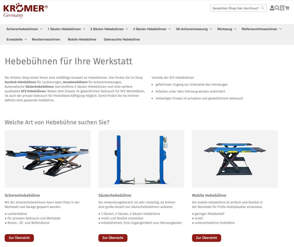 "Neuss" Vollautomatische 2-Säulen Hebebühne Krömer Germany ® TP22 in Neu Wulmstorf