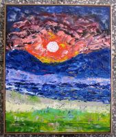 Gemälde Ölgemälde, Sonnenaufgang in den Bergen Abm. 39x47 cm Thüringen - Bad Sulza Vorschau