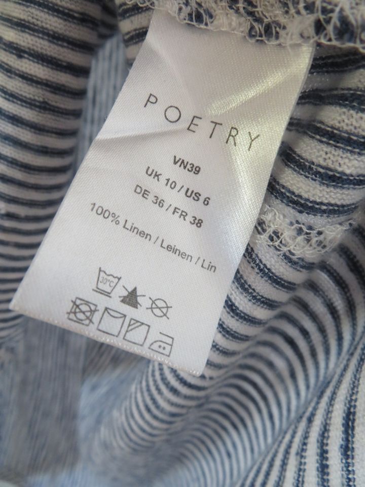 Poetry Strickkleid S 100% Leinen mit Taschen dunkelblau weiß in Weingarten