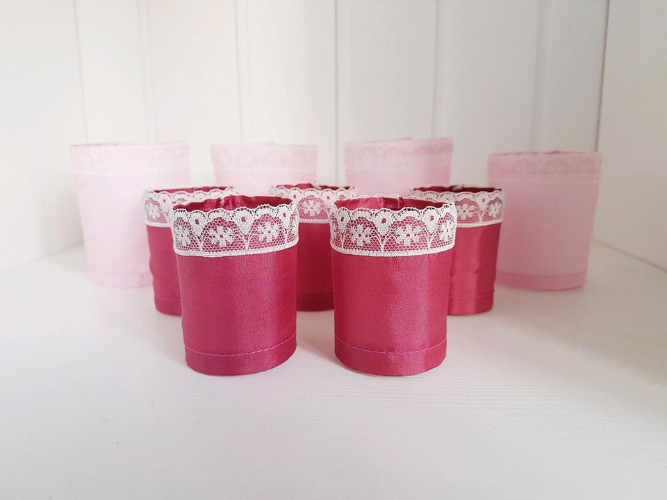 ⭐️ 9 Teelichthalter Teelicht Glas rosa pink Hochzeit - wie NEU! in Strande