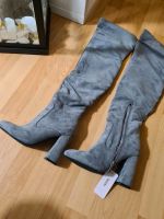 Overknee Stiefel Neu velours Leder Gr 36 grau Baden-Württemberg - Vaihingen an der Enz Vorschau