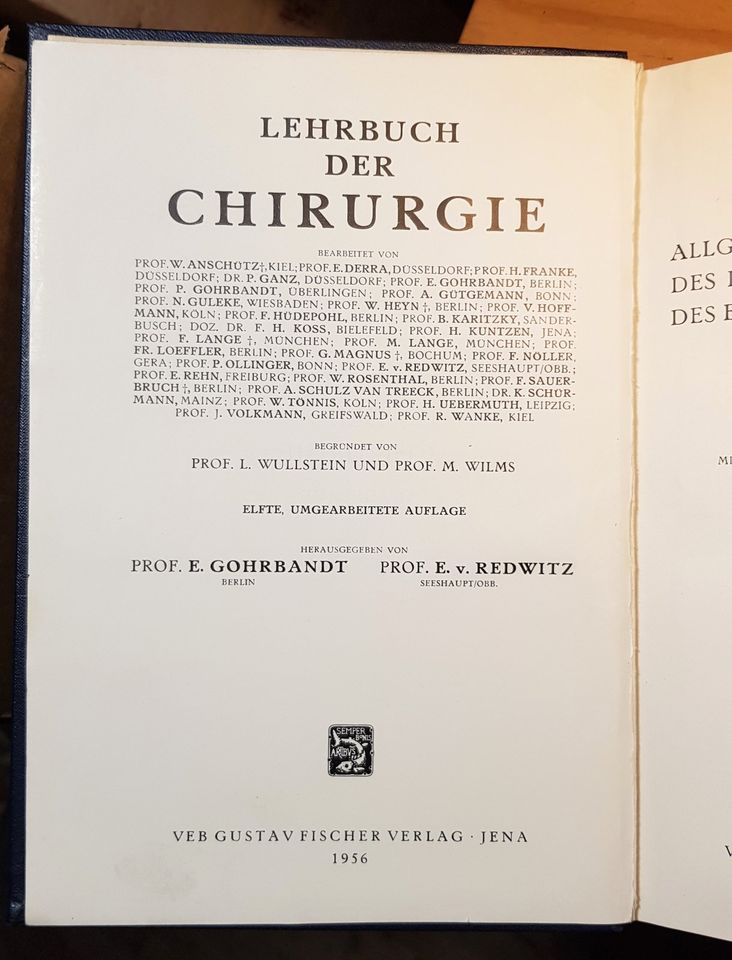 "Lehrbuch der Chirurgie"  Band 1 und 2 in Eisenach