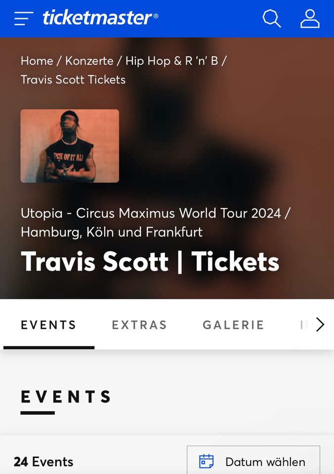 Travis scott Karte Innenraum für Frankfurt in Buchholz in der Nordheide