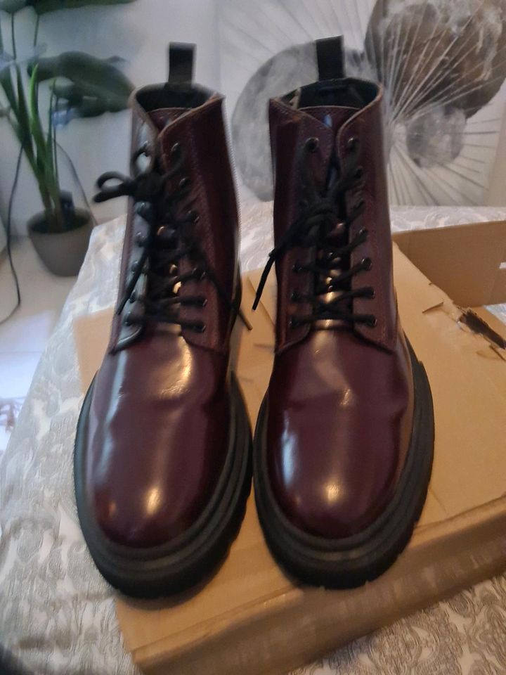 ZignLEATHER - Schnürstiefelette in bordeaux rot Gr. 45 in Stuttgart