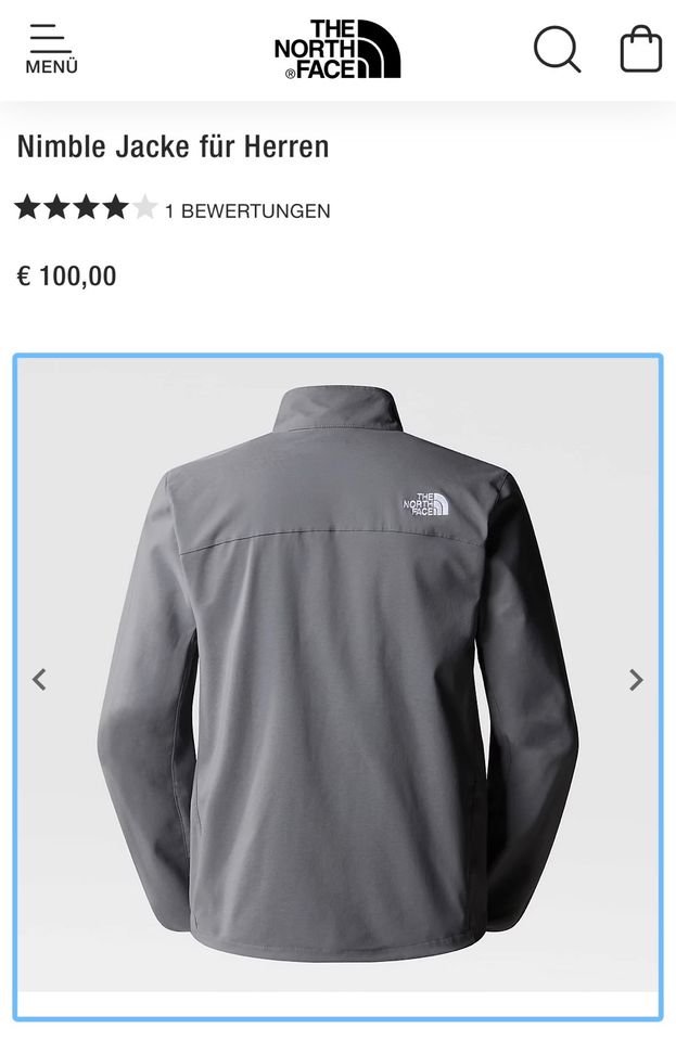 The North Face Nimble Jacke Grau/L NP100€ Neu mit Etikett in Frankfurt am Main