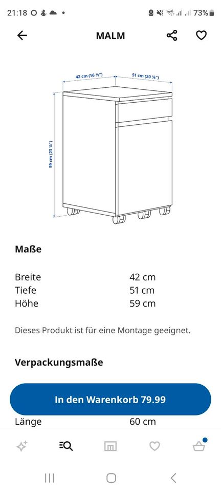 Malm Ikea Kommode Schubladenelement alte Farbe in Saarbrücken