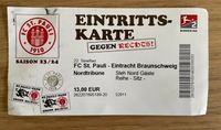 (Sammler) Ticket FC Sankt Pauli vs Eintracht Braunschweig Hamburg Barmbek - Hamburg Barmbek-Süd  Vorschau