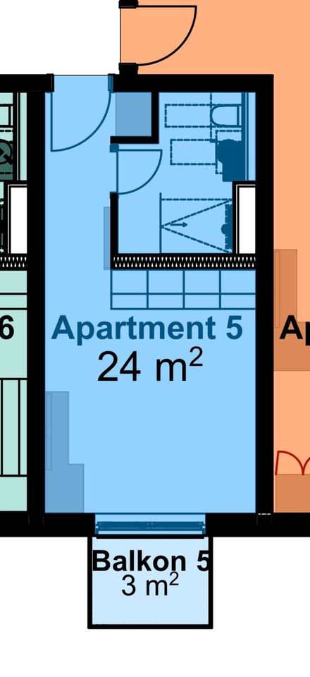 Modernes, voll möbliertes Apartment in einem einzigartig umgebauten Bunker - App. 205 in Hamburg