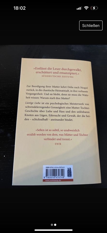 Elena Ferrante: Lästige Liebe Roman Buch in Mönchengladbach
