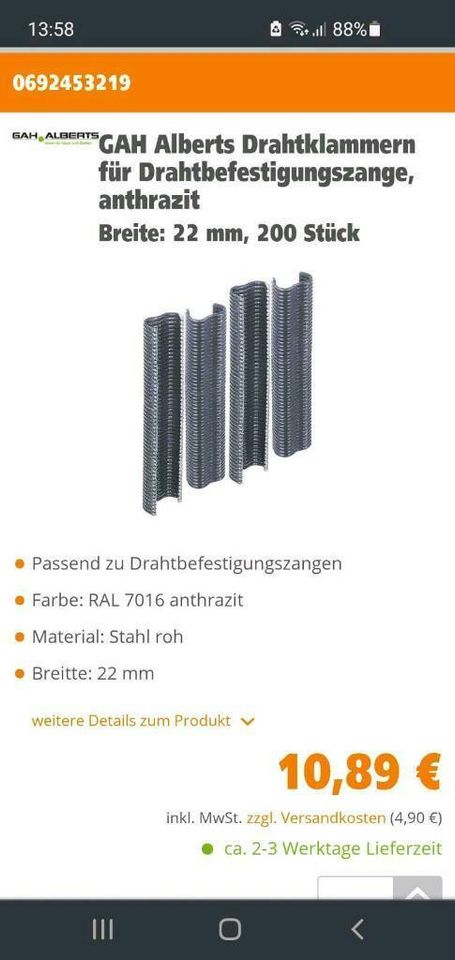 GAH-Alberts 531157 Drahtbefestigungszange, Magazin, Zubehör, neu in Hamburg