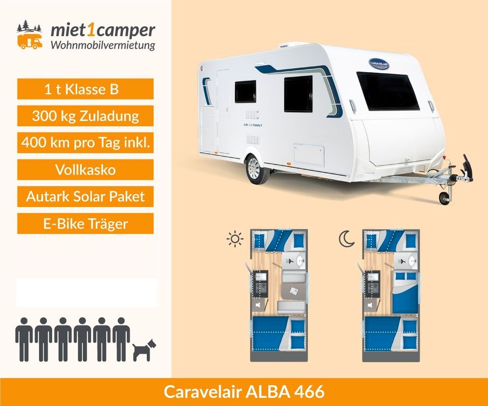 ⛺☀️Wohnwagen mieten Caravalair ALBA 430 Style 4 Personen in Lünen