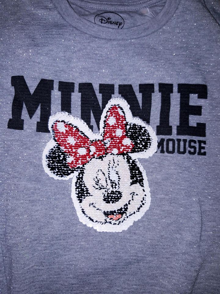 ⭐TOP⭐ Glitzer Pullover Wendepailletten Minnie Mouse Funkel Disney in Heimbach