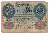 Deutsches Reich Reichsbanknote 20 Mark, 19.02.1914, roter Stempel Dresden - Innere Altstadt Vorschau
