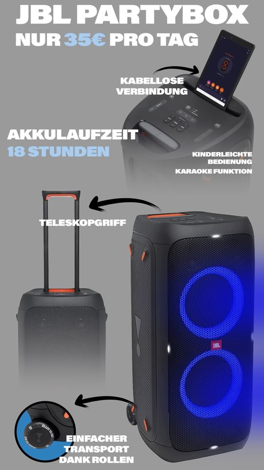 Jbl Partybox 310 Mieten Lautsprecher - Bluetooth - Karaoke in Altenbeken