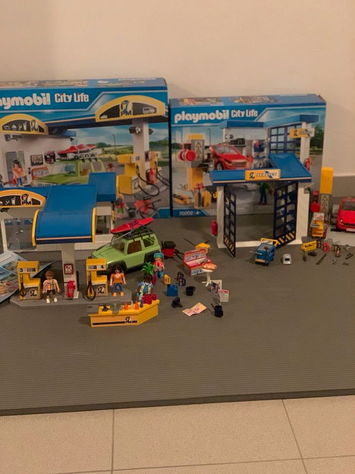 Playmobil  City Life  Große Tankstelle 70201 +  70202  Werkstatt in Pfarrkirchen