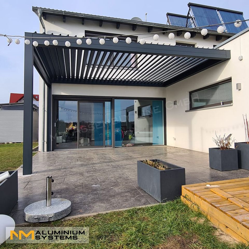 Lamellendach Aluminium Pergola Überdachung Terrasse 3 m x 3 m in Nauheim