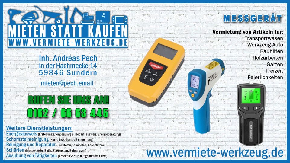 ⚡ Mieten Entfernungsmesser Ortungsgerät Thermometer Leitung⚡ in Sundern (Sauerland)