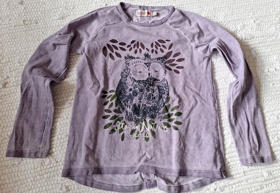 Boboli Shirt Baumwolle lila Eule Druck top Gr.116 in Jena