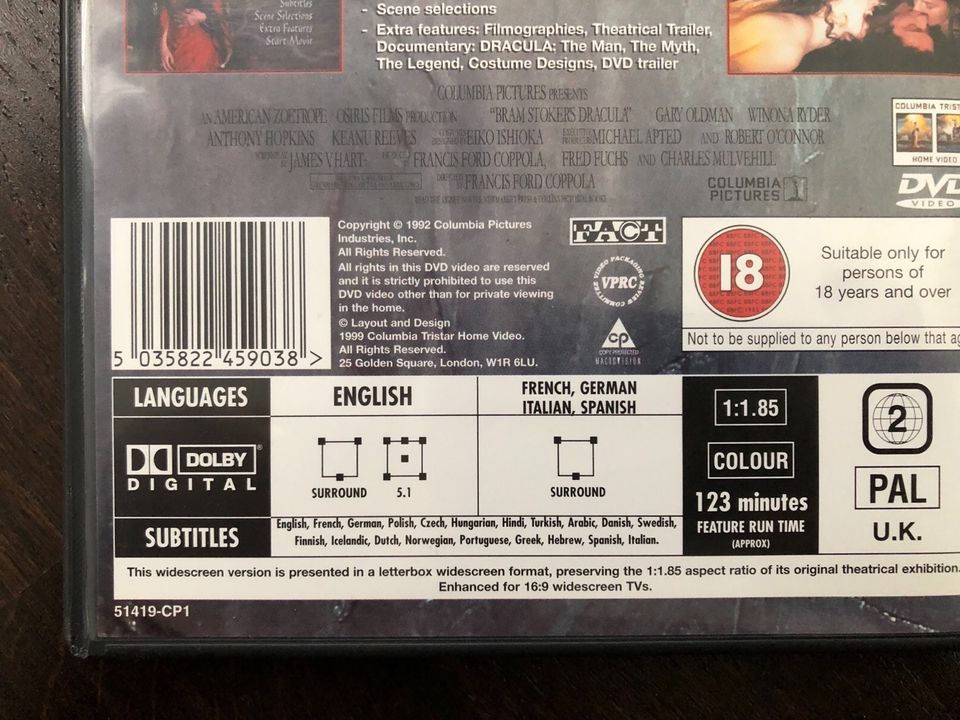 Bram Stoker’s Dracula, DVD, engl. Originalversion in Ribnitz-Damgarten