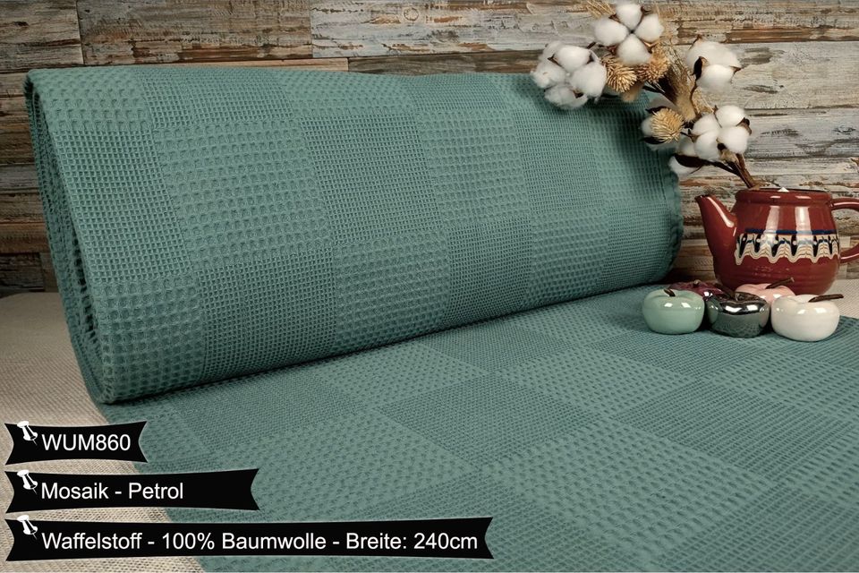 WAFFELSTOFF Mosaik Doppelbreit 240cm VERSANDFREI Baumwollstoff Stoffe Meterware ab 50cm Baumwolle Bastelstoffe Hochwertige Patchwork Basteln Dekostoffe Deko Stoff Öko-Tex Uni Farben in Leipzig