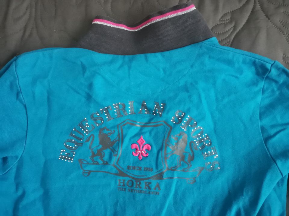 Horka Sweatshirt Shirt blau rosa Pullover Gr S Reitshirt Glitzer in Diemelsee