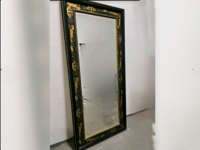 Spiegel schwarz gold Intarsien Vintage Rarität 188 x 87 cm in Bochum