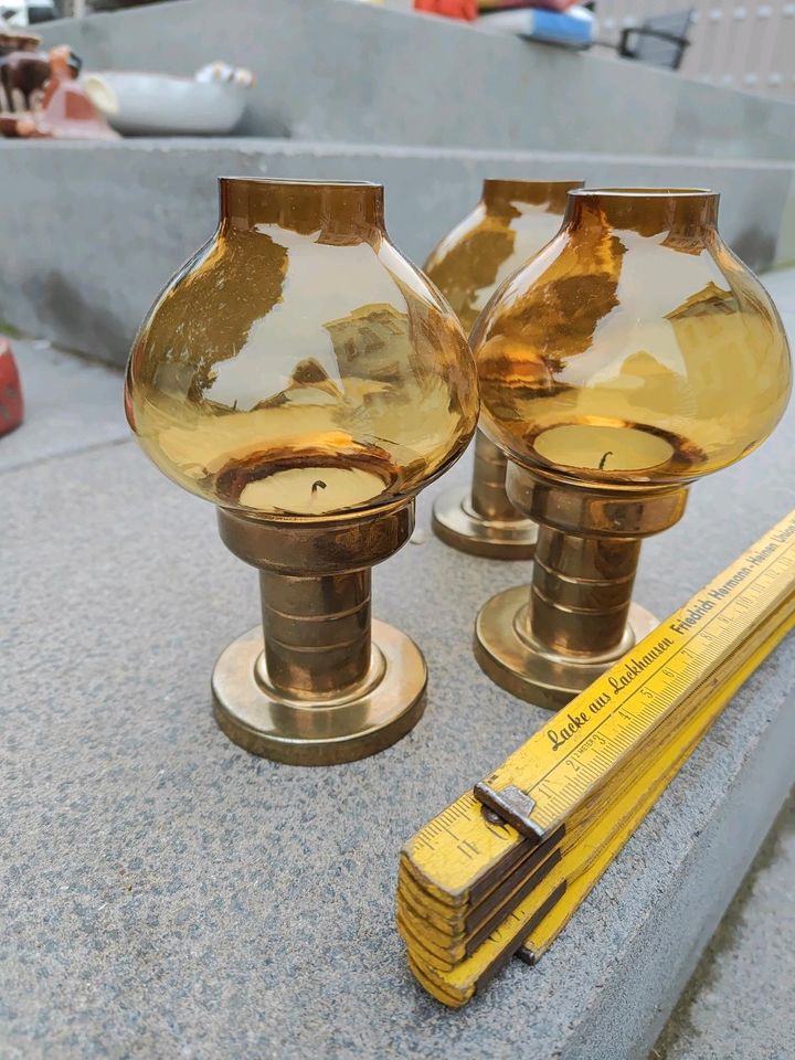 Kerzenleuchter Vintage Dekoration Messing Glas in Kamp-Lintfort