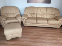 3er Sofa, Sessel & Hocker Beige Top Zustand Echtleder Bergedorf - Hamburg Lohbrügge Vorschau