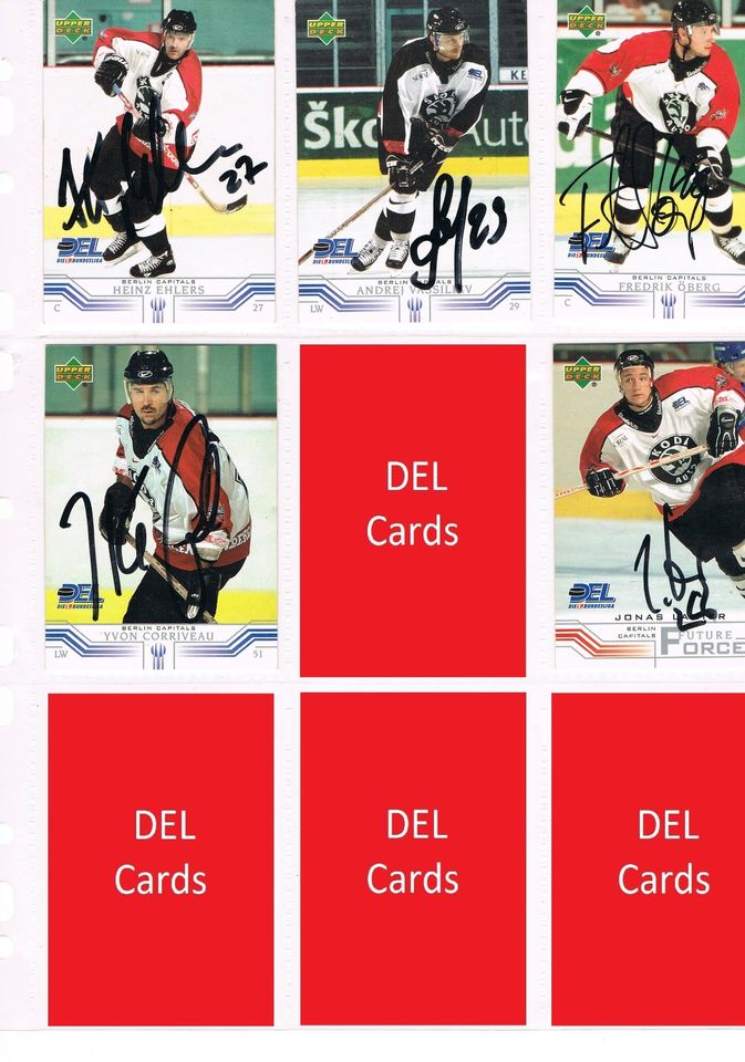 Signierte DEL Player Cards der Berlin Capitals 98/99 bis 01/02 in Köln