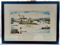 Tom Hops signiert, Elbe Köhbrand Lithographie — selten Altona - Hamburg Ottensen Vorschau