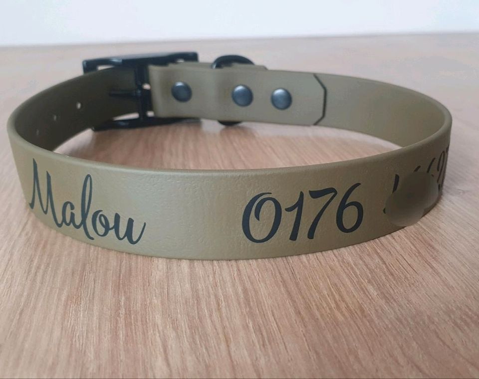 Biothane Halsband individualisiert mit Namen und Telefonnummer in Schwandorf