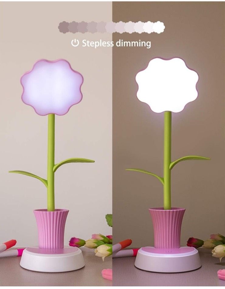 Nachttisch-/Schreibtisch Blume Lampe mit Akku + Dimmer, neu in Marl