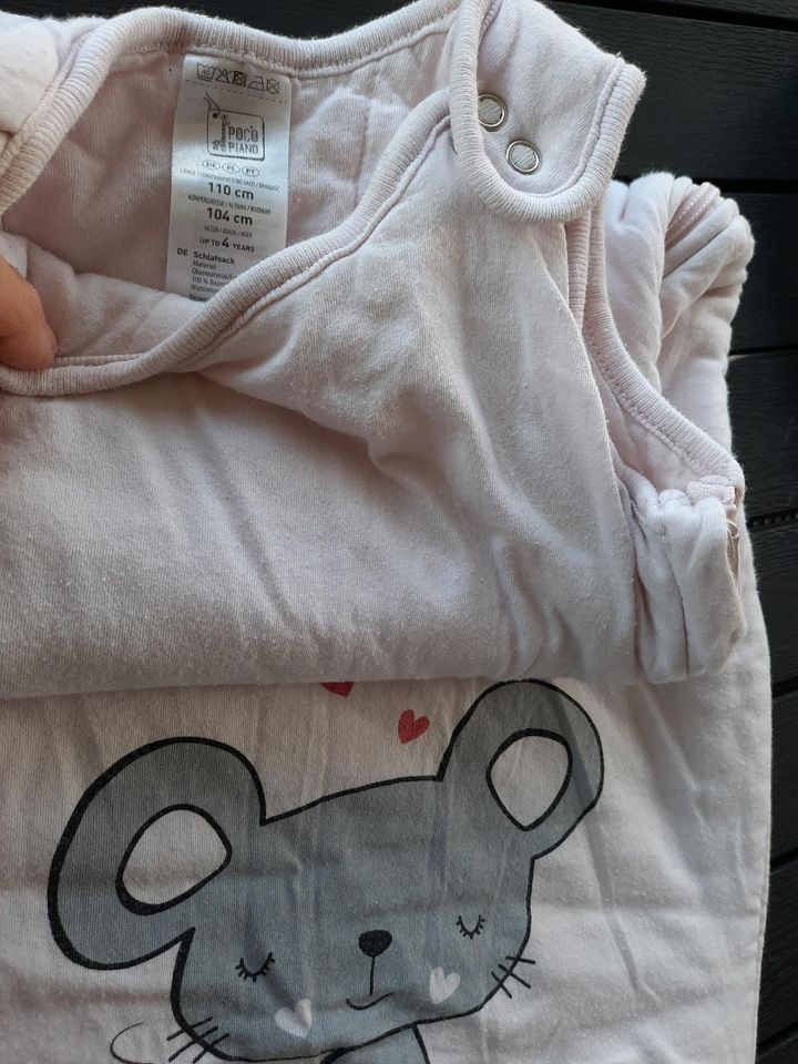 Baby Schlafsack 110 cm dick Weiß Maus Rosa in Nordenham