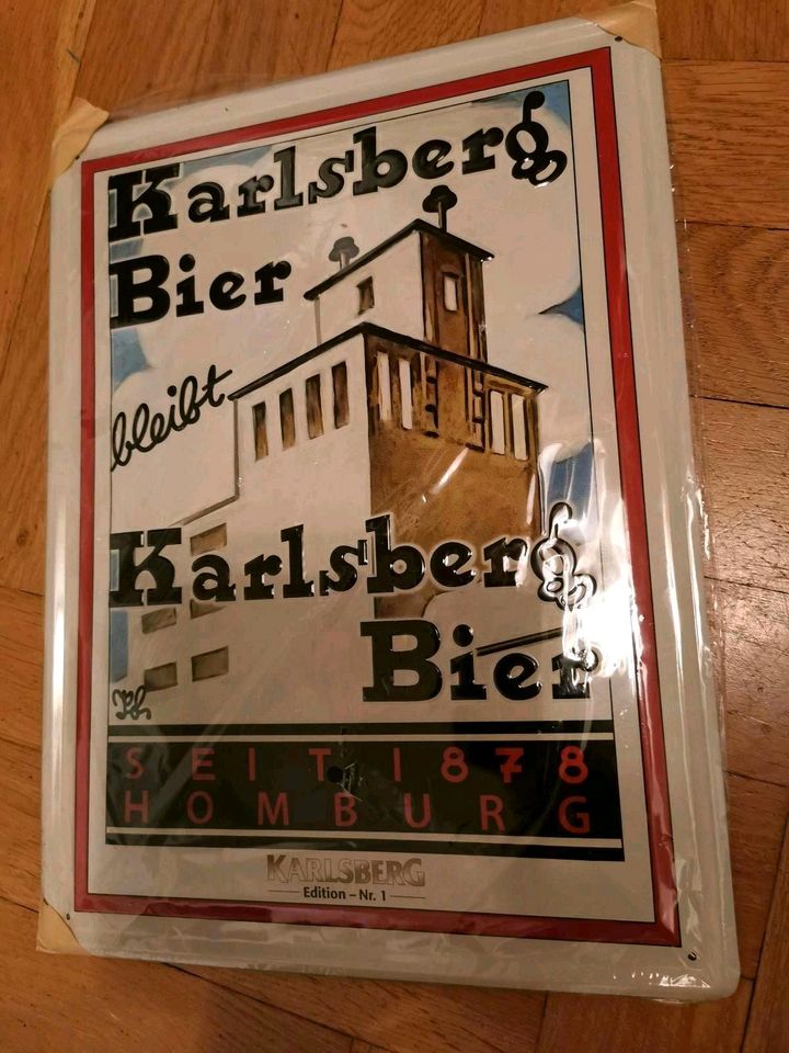 3x Bier Blechschilder, Gläser, Aschenbecher... in Wallerfangen