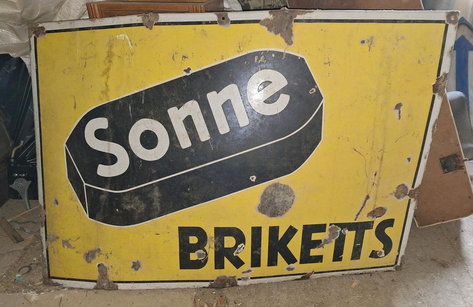 Reklame Schild Sonne Briketts  alt 120 x 80 cm in Gardelegen  