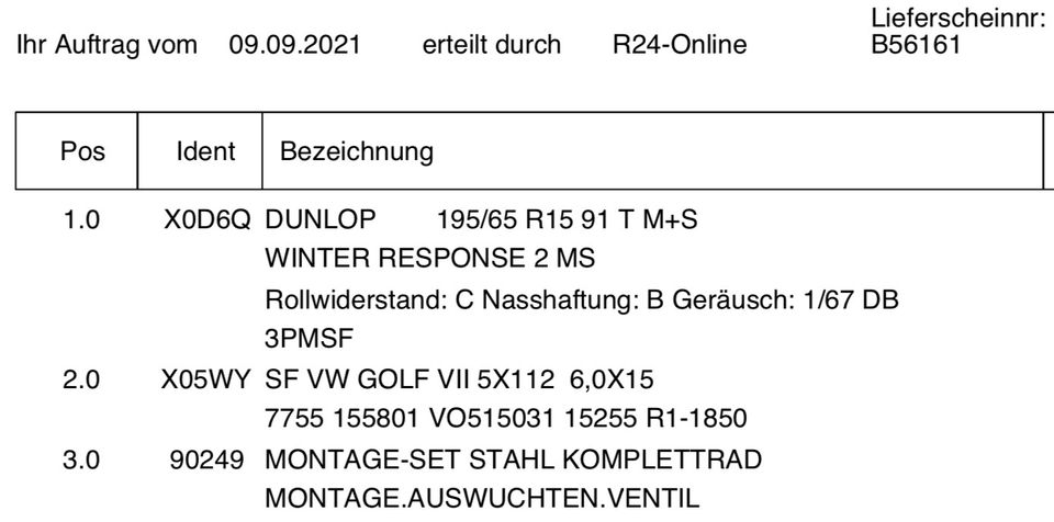 4 Winterreifen Dunlop auf Stahlfelgen für Golf VII, 6,5 - 7 mm in München