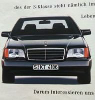 Broschüre, Prospekt, Anzeige Mercedes W140, S-Klasse 1991 Schleswig-Holstein - Kiel Vorschau