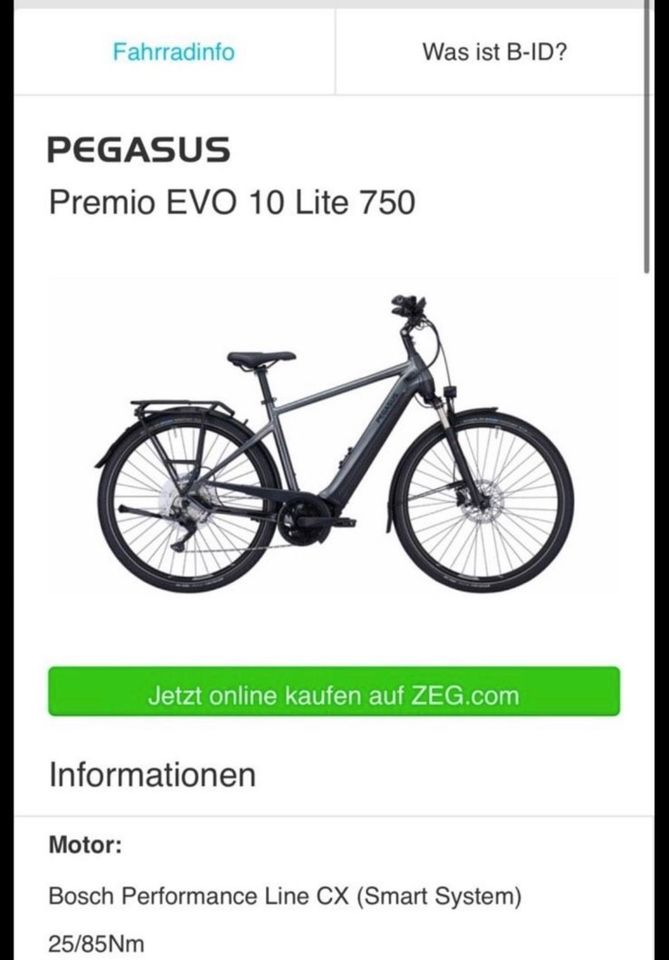 Pegasus E-Bike Premio EVO 10 Lite 750 Rahmenhöhe 55cm in Großostheim