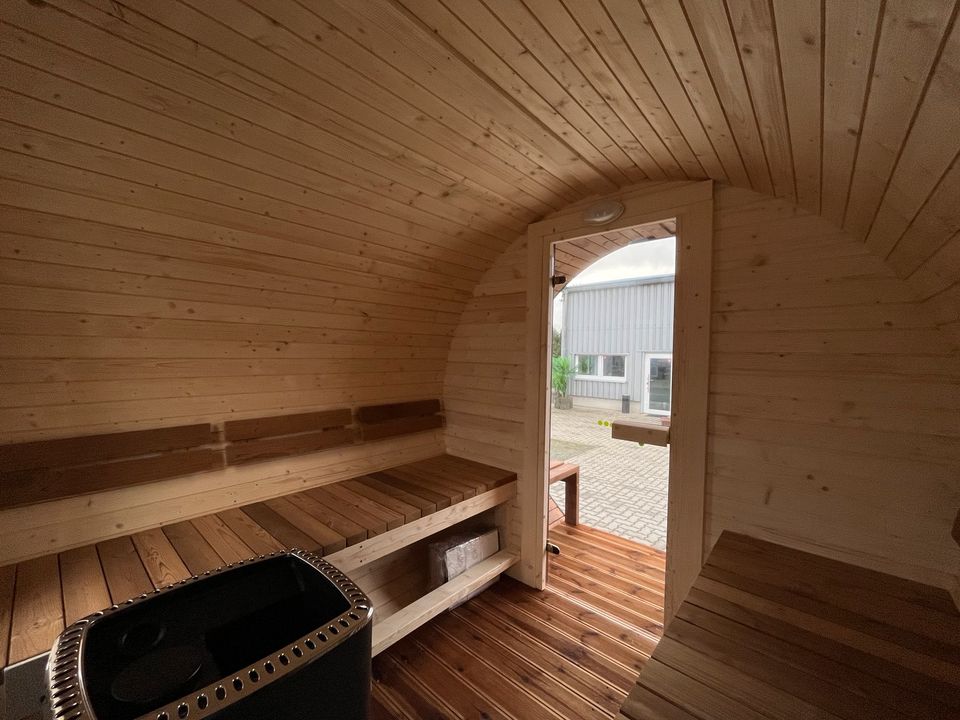 Mobile Sauna 3m Fasssauna auf rädern Vermietung Mietsauna Fass in Stuhr