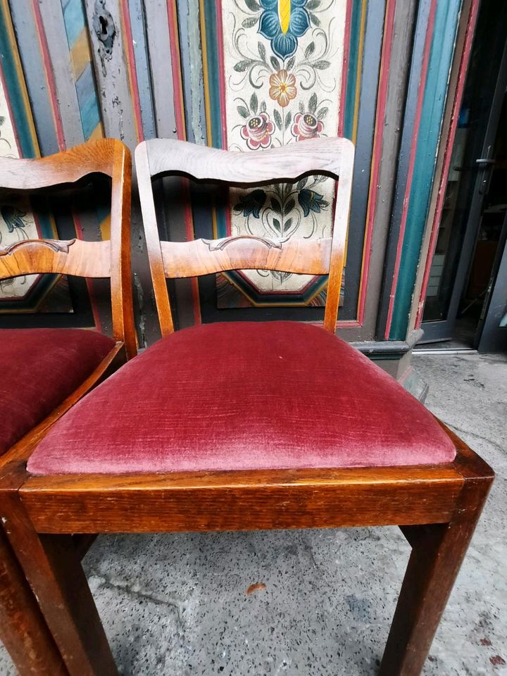 Antik Stühle Stuhl Polster Alt Massiv Holz in Groß-Gerau