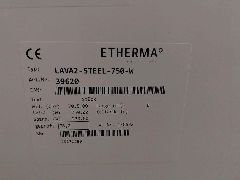 1 x Etherma Infrarot flach Heizkörper  Etherma lava2-steel-750w. in Bonn