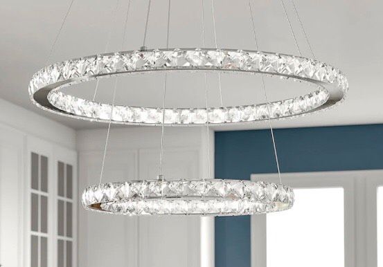 Deckenlampe LED Pendelleuchte 40cm verstellbar Kristall Spiegel in Lengenfeld Vogtland